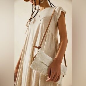 Free People Cream Textured Clutch